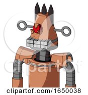 Peach Robot With Cone Head And Keyboard Mouth And Angry Cyclops Eye And Three Dark Spikes