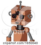 Peach Robot With Cube Head And Happy Mouth And Three Eyed And Single Antenna