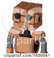 Peach Robot With Cube Head And Speakers Mouth And Two Eyes
