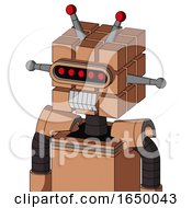 Peach Robot With Cube Head And Teeth Mouth And Visor Eye And Double Led Antenna