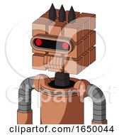 Peach Robot With Cube Head And Toothy Mouth And Visor Eye And Three Dark Spikes