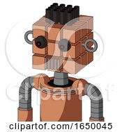 Peach Robot With Cube Head And Vent Mouth And Red Eyed And Pipe Hair