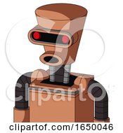 Peach Robot With Cylinder Conic Head And Round Mouth And Visor Eye