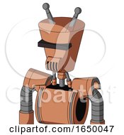 Peach Robot With Cylinder Conic Head And Speakers Mouth And Black Visor Cyclops And Double Antenna