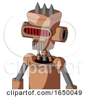 Peach Robot With Cylinder Conic Head And Vent Mouth And Visor Eye And Three Spiked