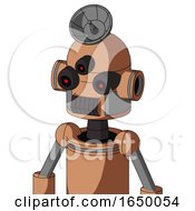 Peach Robot With Dome Head And Dark Tooth Mouth And Three Eyed And Radar Dish Hat