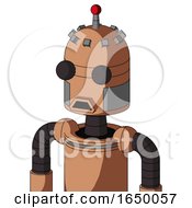 Peach Robot With Dome Head And Sad Mouth And Two Eyes And Single Led Antenna