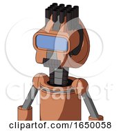 Peach Robot With Droid Head And Dark Tooth Mouth And Large Blue Visor Eye And Pipe Hair