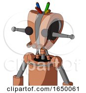 Peach Robot With Droid Head And Pipes Mouth And Two Eyes And Wire Hair