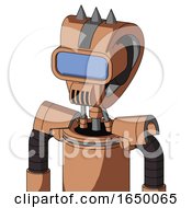 Peach Robot With Droid Head And Speakers Mouth And Large Blue Visor Eye And Three Spiked