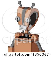Peach Robot With Droid Head And Teeth Mouth And Two Eyes And Double Antenna
