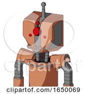 Peach Robot With Mechanical Head And Pipes Mouth And Cyclops Compound Eyes And Single Antenna