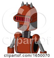 Orange Robot With Dome Head And Vent Mouth And Visor Eye And Three Spiked