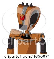 Orange Robot With Droid Head And Dark Tooth Mouth And Angry Cyclops And Three Dark Spikes