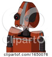 Orange Robot With Droid Head And Pipes Mouth And Black Glowing Red Eyes