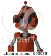 Orange Robot With Droid Head And Round Mouth And Three Eyed And Single Led Antenna
