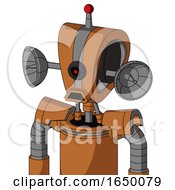 Orange Robot With Droid Head And Sad Mouth And Black Cyclops Eye And Single Led Antenna