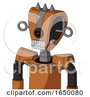 Orange Robot With Droid Head And Teeth Mouth And Black Cyclops Eye And Three Spiked