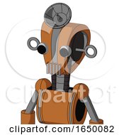 Orange Robot With Droid Head And Vent Mouth And Two Eyes And Radar Dish Hat