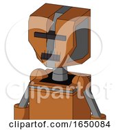 Orange Robot With Mechanical Head And Dark Tooth Mouth And Black Visor Cyclops