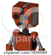 Orange Robot With Mechanical Head And Dark Tooth Mouth And Three Eyed