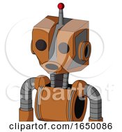Orange Robot With Mechanical Head And Round Mouth And Two Eyes And Single Led Antenna