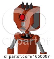 Orange Robot With Mechanical Head And Sad Mouth And Cyclops Eye And Three Dark Spikes