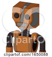 Orange Robot With Mechanical Head And Square Mouth And Two Eyes