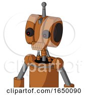 Orange Robot With Multi Toroid Head And Toothy Mouth And Red Eyed And Single Antenna