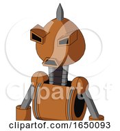 Orange Robot With Rounded Head And Sad Mouth And Angry Eyes And Spike Tip