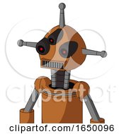Orange Robot With Rounded Head And Square Mouth And Three Eyed And Single Antenna