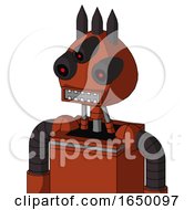 Orange Robot With Rounded Head And Square Mouth And Three Eyed And Three Dark Spikes