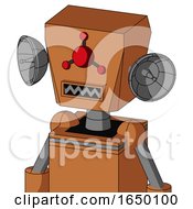 Orange Droid With Box Head And Square Mouth And Cyclops Compound Eyes