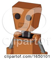 Orange Droid With Box Head And Toothy Mouth And Two Eyes