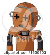 Orange Droid With Bubble Head And Sad Mouth And Plus Sign Eyes And Spike Tip