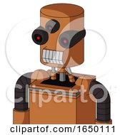 Orange Droid With Cylinder Head And Teeth Mouth And Three Eyed