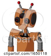 Orange Droid With Multi Toroid Head And Toothy Mouth And Three Eyed And Double Led Antenna