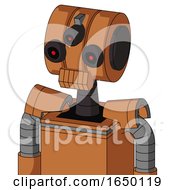 Orange Droid With Multi Toroid Head And Toothy Mouth And Three Eyed
