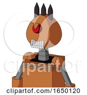 Orange Droid With Rounded Head And Teeth Mouth And Angry Cyclops And Three Dark Spikes