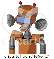 Orange Droid With Vase Head And Happy Mouth And Large Blue Visor Eye And Double Led Antenna