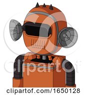 Orange Mech With Bubble Head And Toothy Mouth And Black Visor Eye And Three Dark Spikes