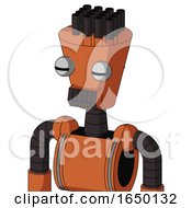 Orange Mech With Cylinder Conic Head And Dark Tooth Mouth And Two Eyes And Pipe Hair