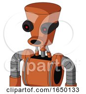 Orange Mech With Cylinder Conic Head And Round Mouth And Black Glowing Red Eyes