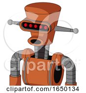 Orange Mech With Cylinder Conic Head And Round Mouth And Visor Eye