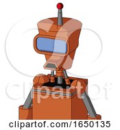 Orange Mech With Cylinder Conic Head And Sad Mouth And Large Blue Visor Eye And Single Led Antenna