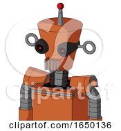 Orange Mech With Cylinder Conic Head And Vent Mouth And Black Glowing Red Eyes And Single Led Antenna
