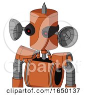 Orange Mech With Cylinder Head And Black Glowing Red Eyes And Spike Tip