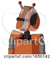 Orange Mech With Droid Head And Sad Mouth And Black Visor Cyclops And Double Led Antenna
