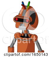 Orange Mech With Droid Head And Teeth Mouth And Visor Eye And Wire Hair