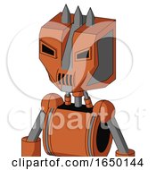 Orange Mech With Mechanical Head And Speakers Mouth And Angry Eyes And Three Spiked